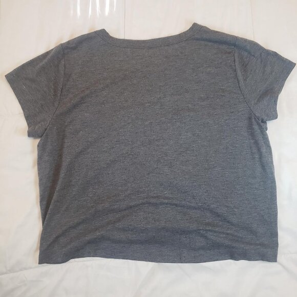 Anne Taylor Loft Women's Grey Scrunch Boxy Shirt Size XL Heather Gray V-Neck - Picture 5 of 5